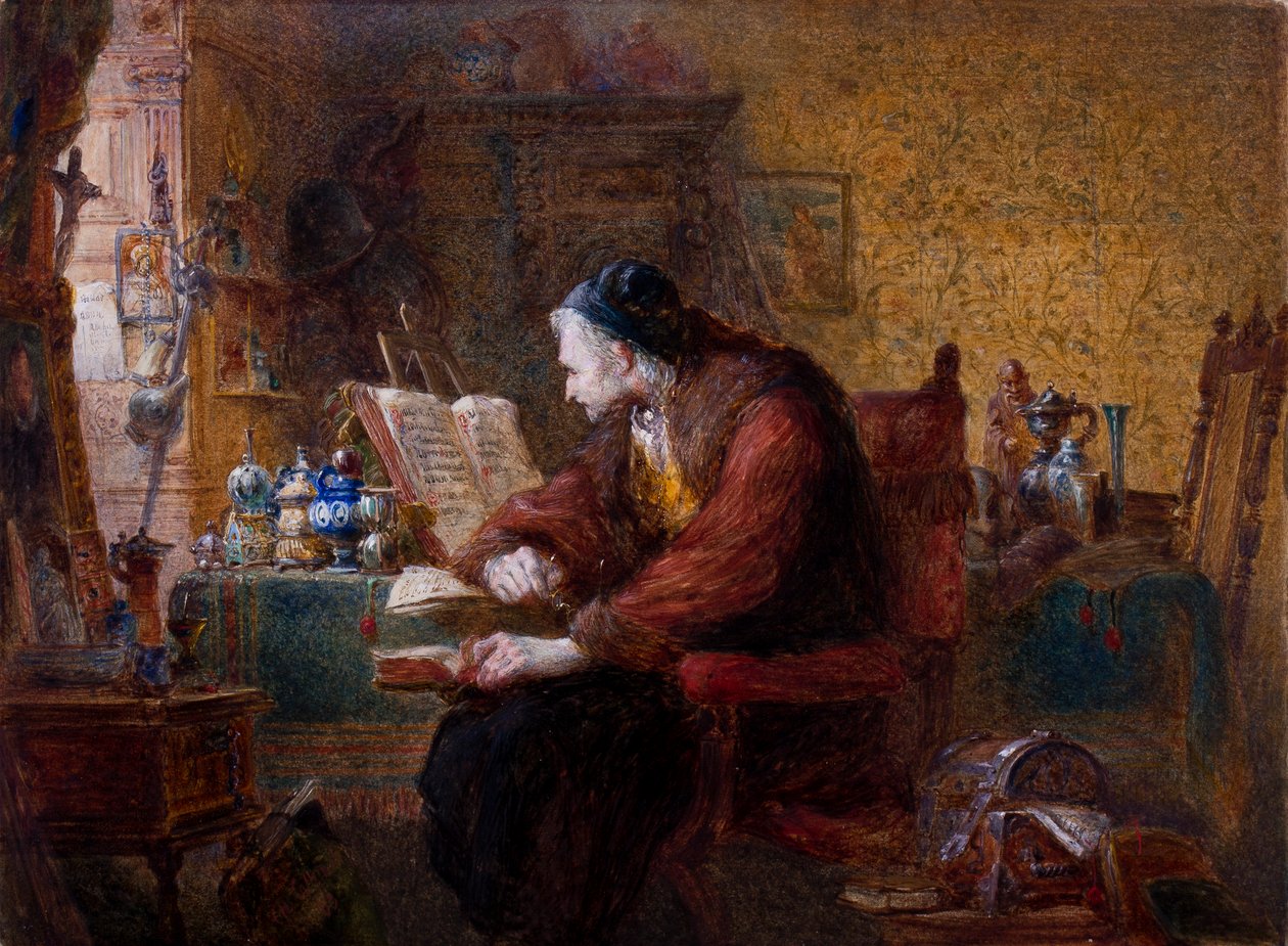 Az antikvárius, 1863 (wc, gouache és gumiarábikum, papír) alkotó: Charles Cattermole