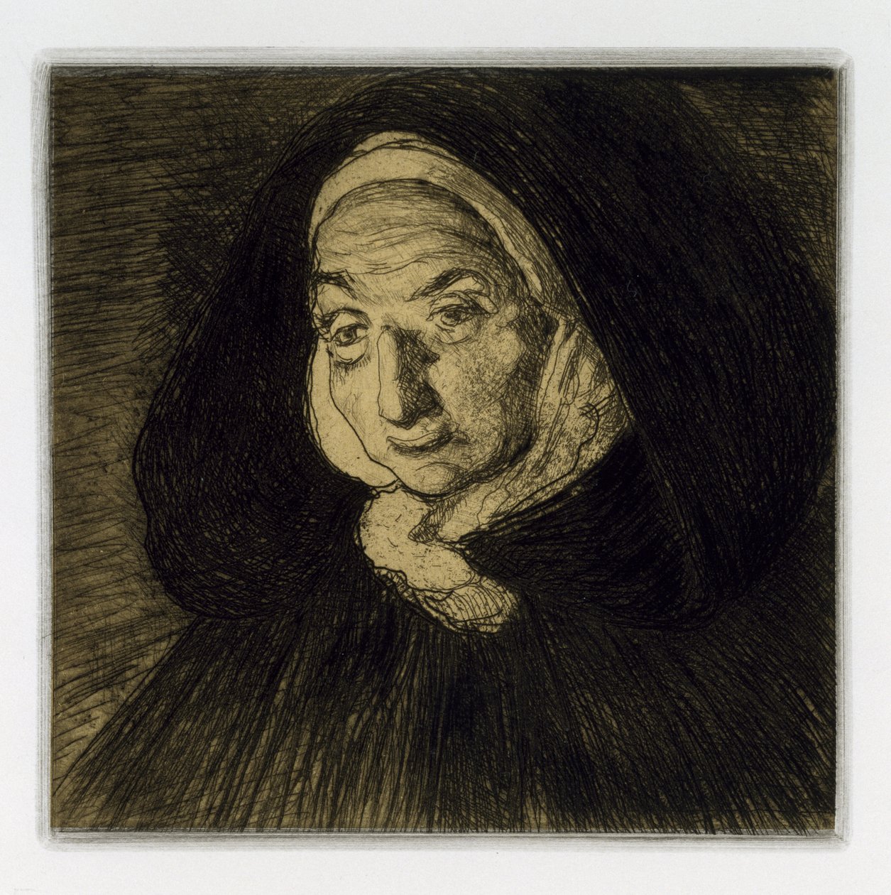 Breton nő, Saint-Jean fényei, 1911 (rézkarc és akvatinta szőtt papíron) alkotó: Charles Cottet