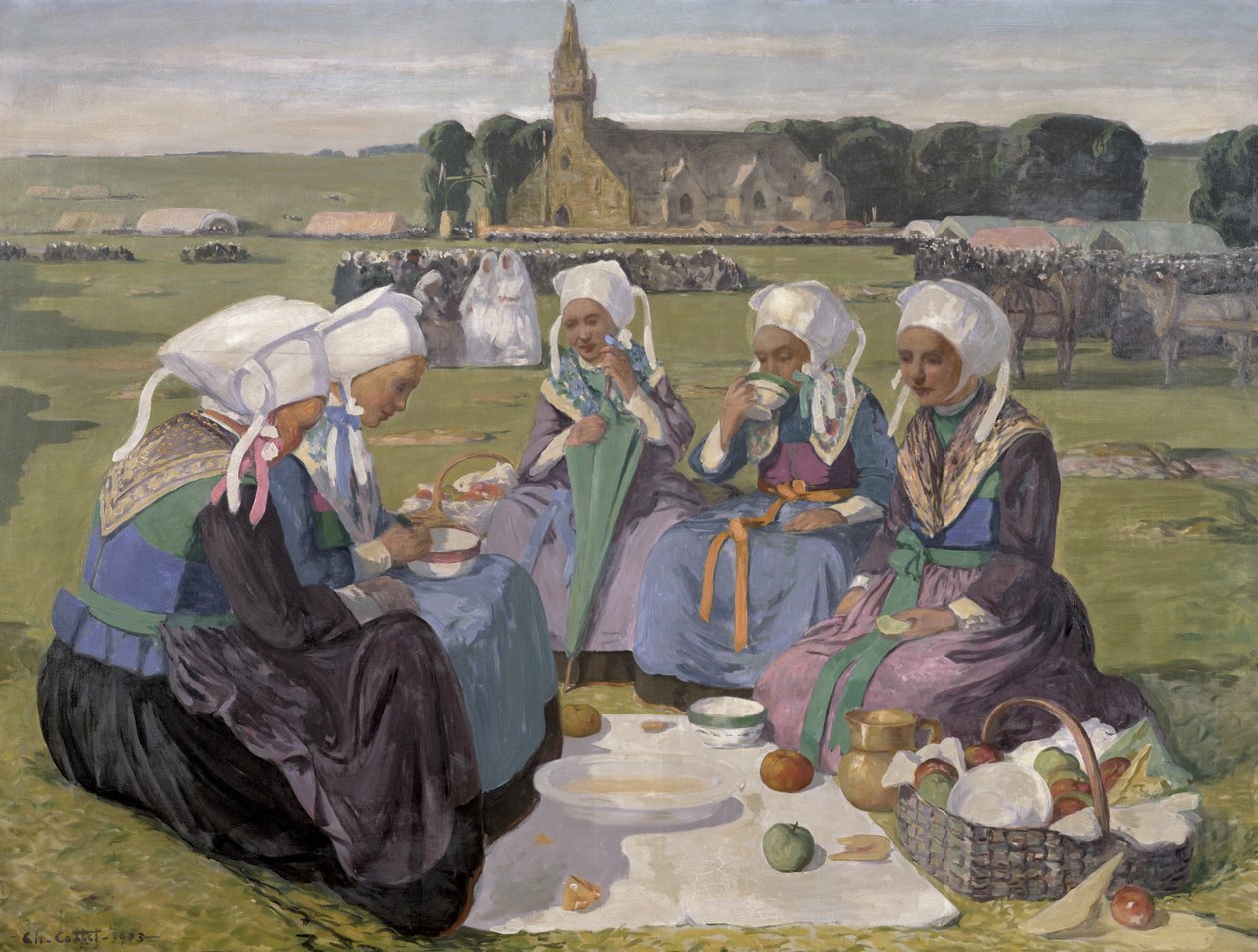 Plougastel-i nők a Notre-Dame de la Palud kegyelmében, 1903 alkotó: Charles Cottet