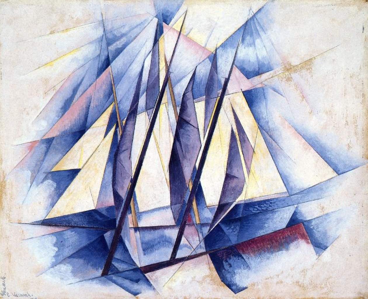 Vitorlás hajók, 1919 (tempera a panelen) alkotó: Charles Demuth