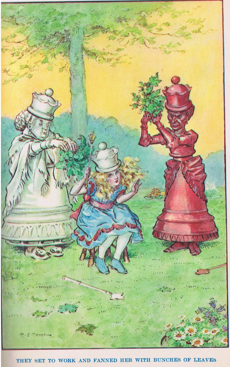 Alice és a két királynő, illusztráció a "Modern történetekből" alkotó: Charles Edmund Brock