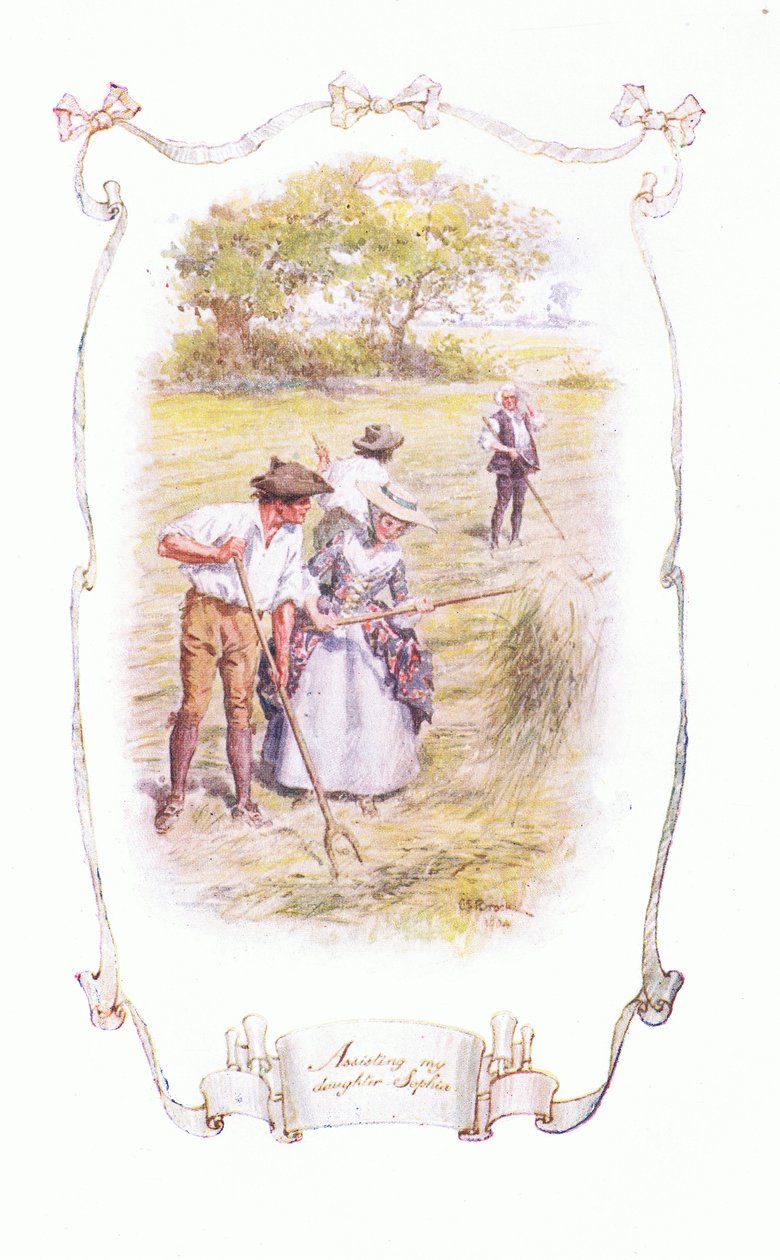 Segítség a lányomnak, Sophiának a The Vicar of Wakefieldből, a J M Dent & Son Ltd. kiadásában, 1920-as évek alkotó: Charles Edmund Brock