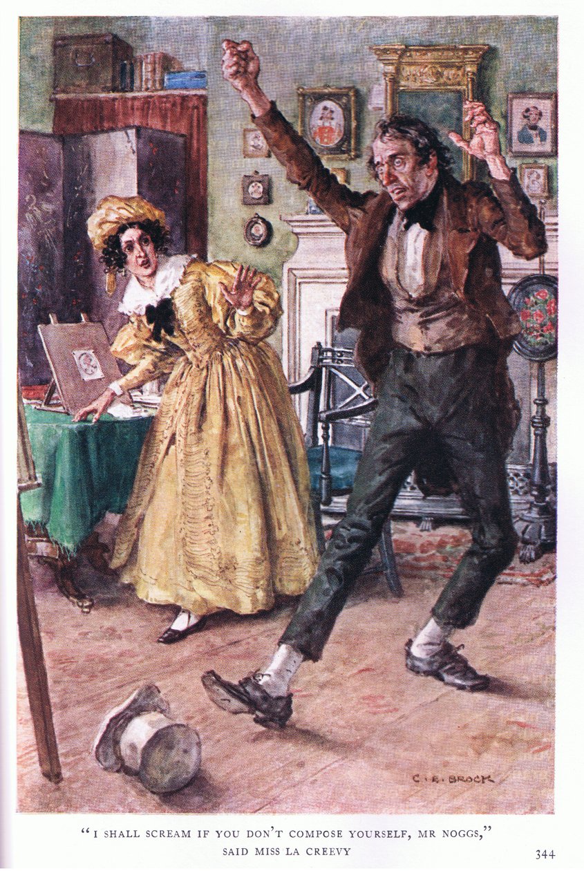 Sikítani fogok, ha nem szedi össze magát, Mr. Noggs mondta Miss La Creevy alkotó: Charles Edmund Brock