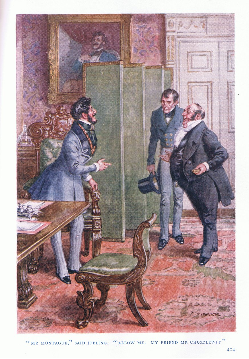 Mr Montague, mondta Jobling. Engedje meg, barátom, Mr. Chuzzlewit. alkotó: Charles Edmund Brock