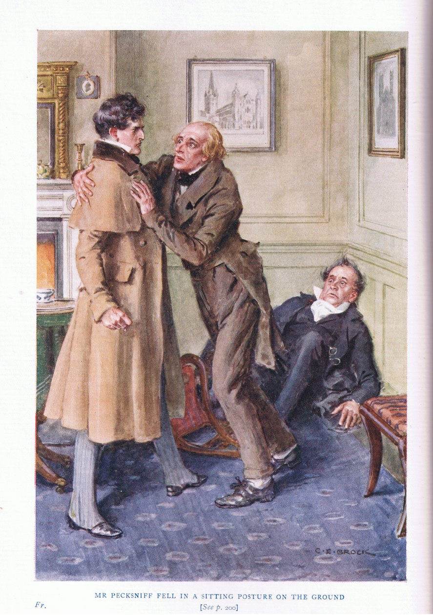 Pecksniff úr ülő testhelyzetben a földre esett alkotó: Charles Edmund Brock