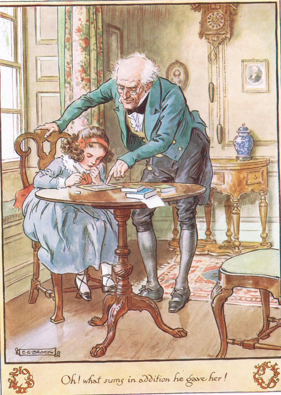 A mateklecke, Illusztráció Mrs Molesworth „The Cuckoo Clock” című művéből, amelyet Macmillan adott ki 1930-ban alkotó: Charles Edmund Brock
