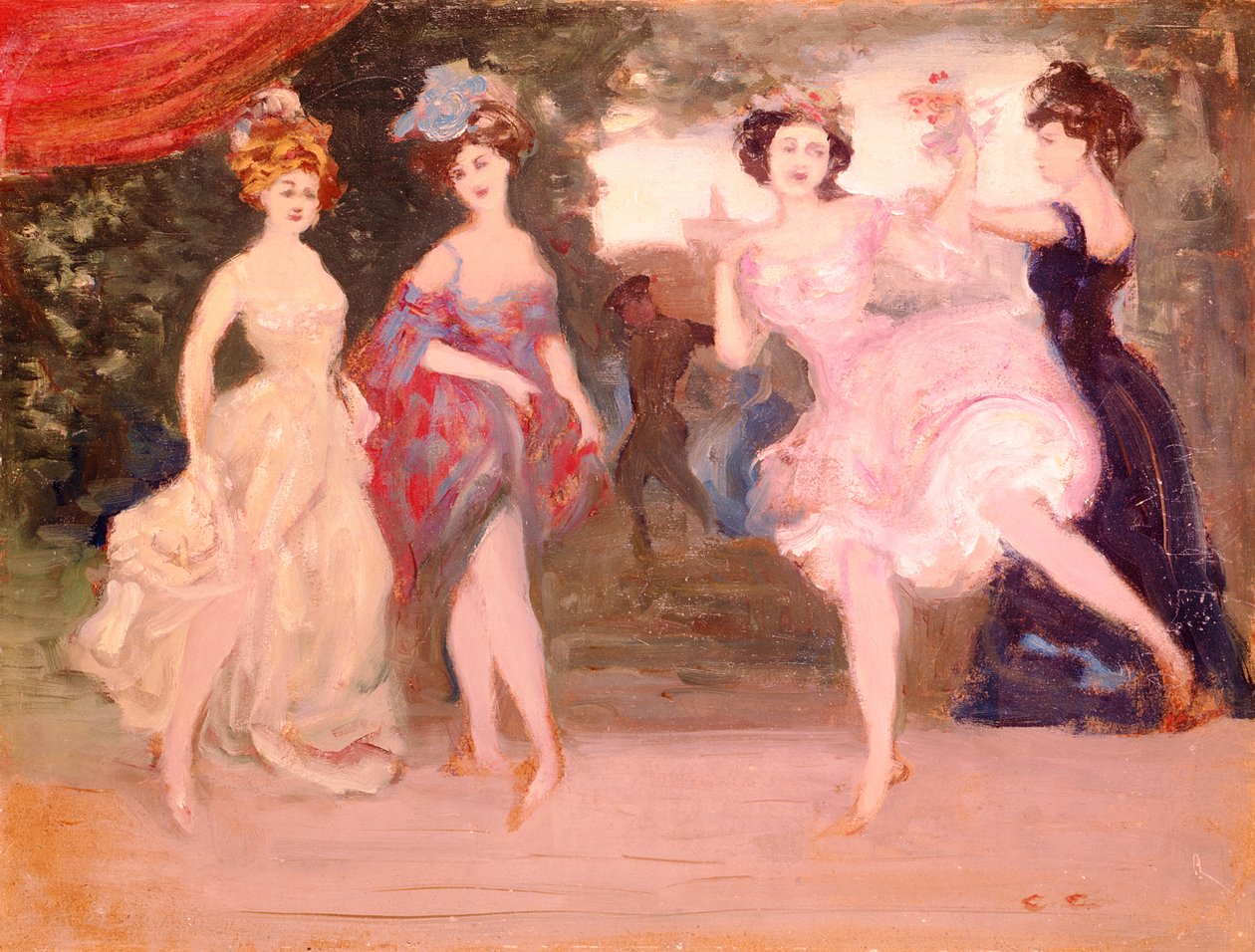 Négy táncoló lány a színpadon alkotó: Charles Edward Conder