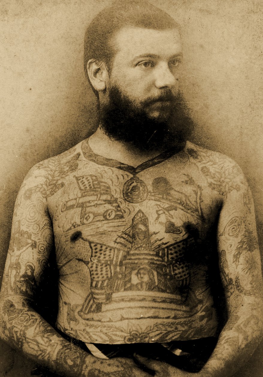 Egy tetovált férfi portréja, 1900 körül alkotó: Charles Eisenmann