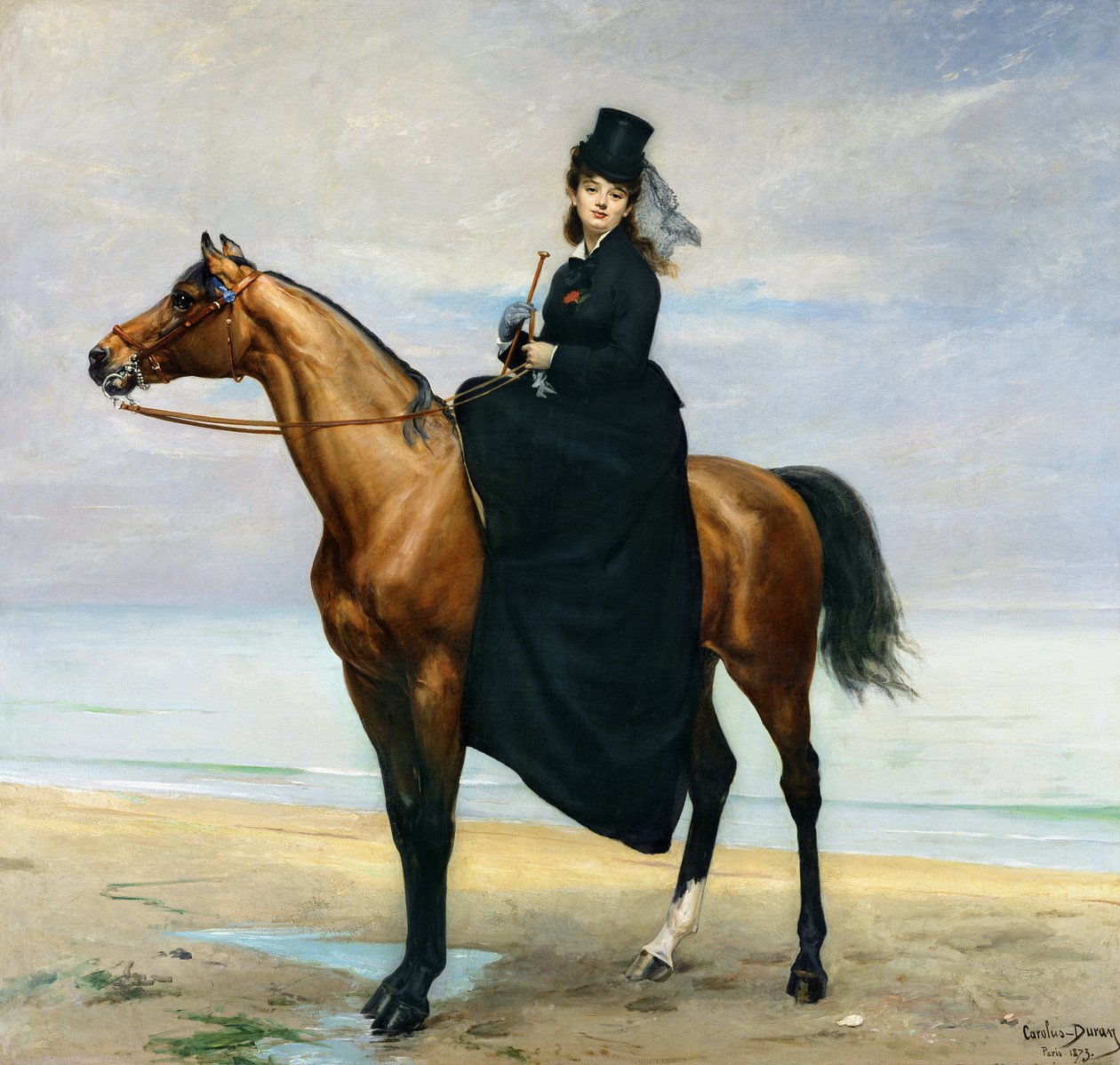 Mademoiselle Croizette lovas portréja, 1873 alkotó: Charles Emile Auguste Carolus Duran