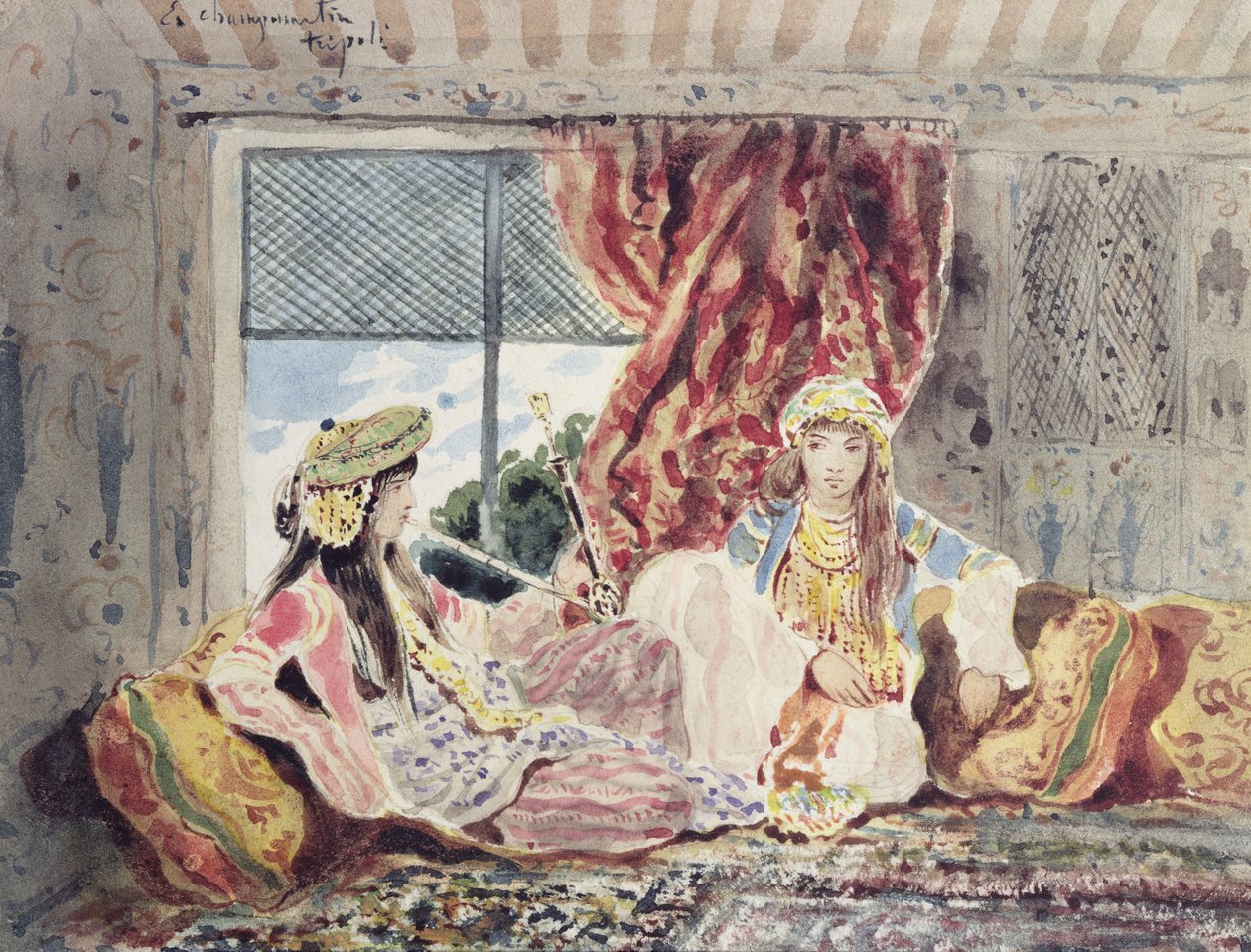 Tripoli, egy hárem (wc papíron) alkotó: Charles Emile Callande de Champmartin