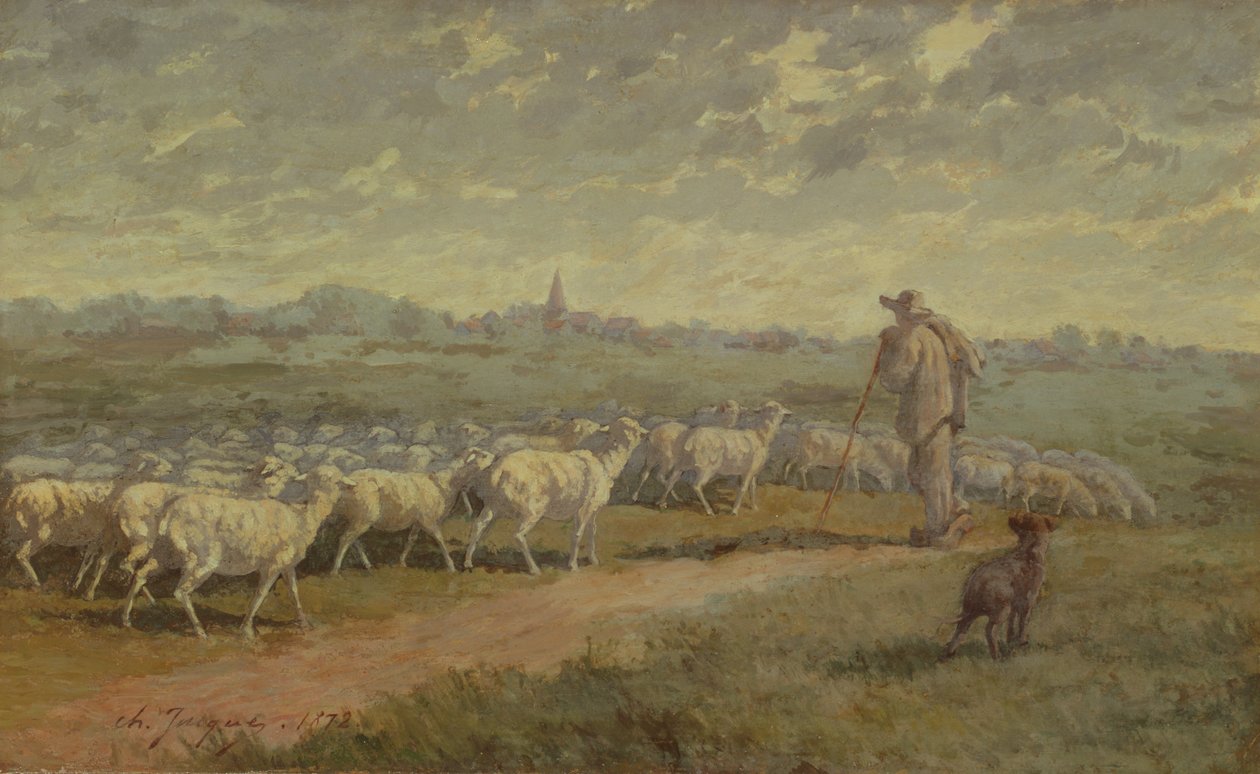 Táj birkanyájjal, 1872 alkotó: Charles Emile Jacque