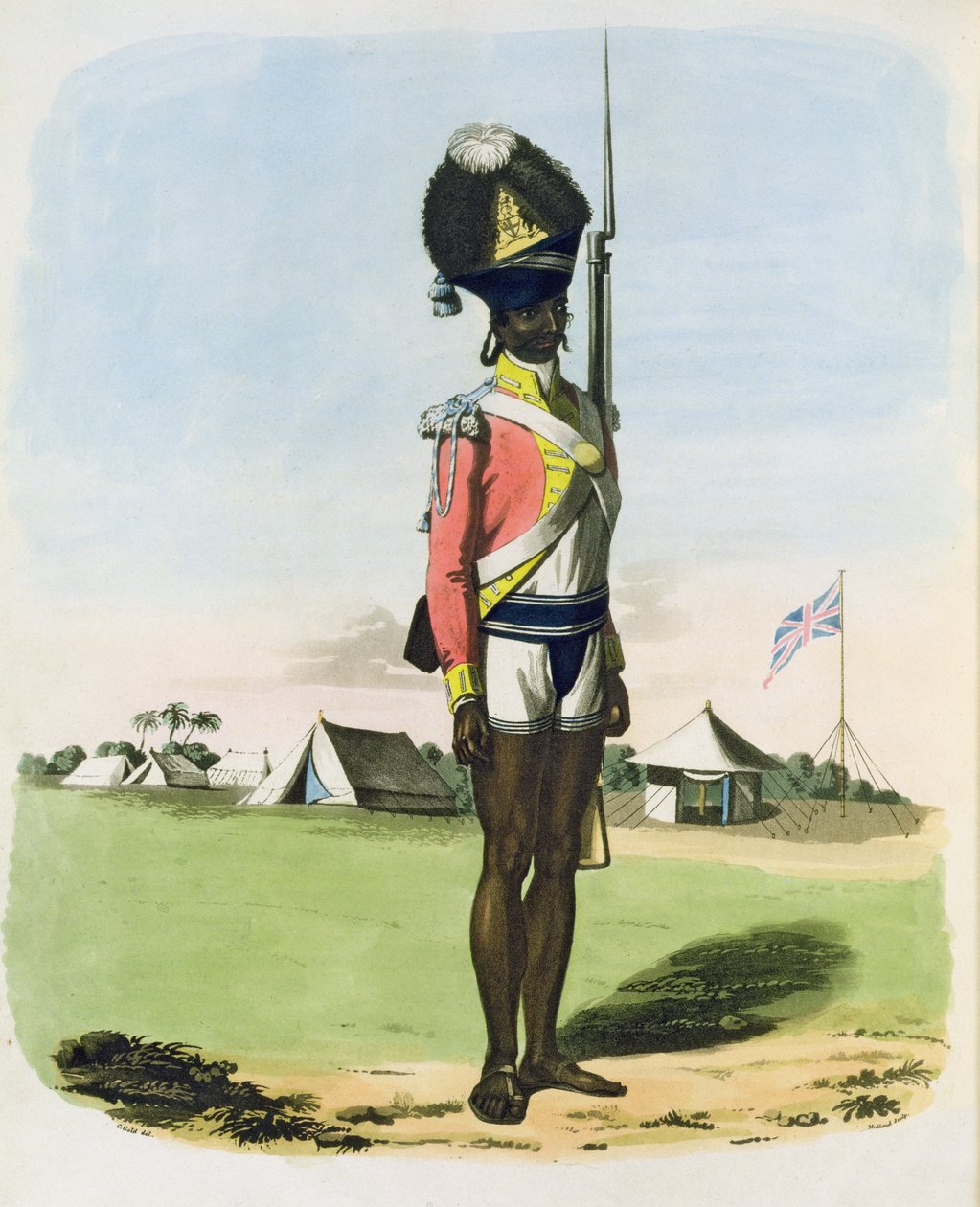 Egy Naigue of the Bombay Battalion, 28-as tábla az „Oriental Drawings”-ből, Thomas Medland (1755-1823) kocsma metszete. 1806 (akvatinta) alkotó: Charles Emilius Gold