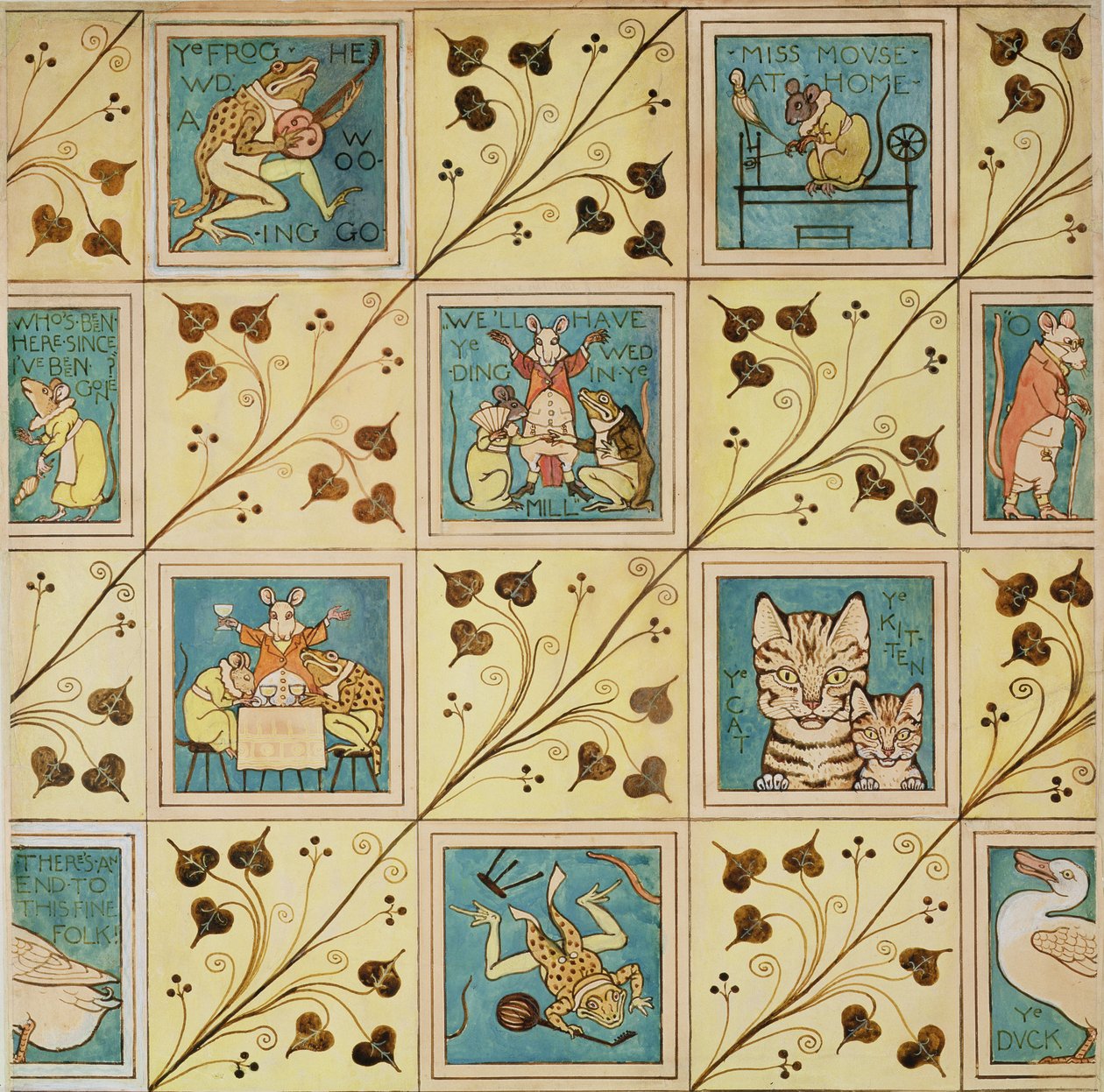 Óvodai tapéta kialakítása (wc és ceruza papíron) alkotó: Charles Francis Annesley Voysey