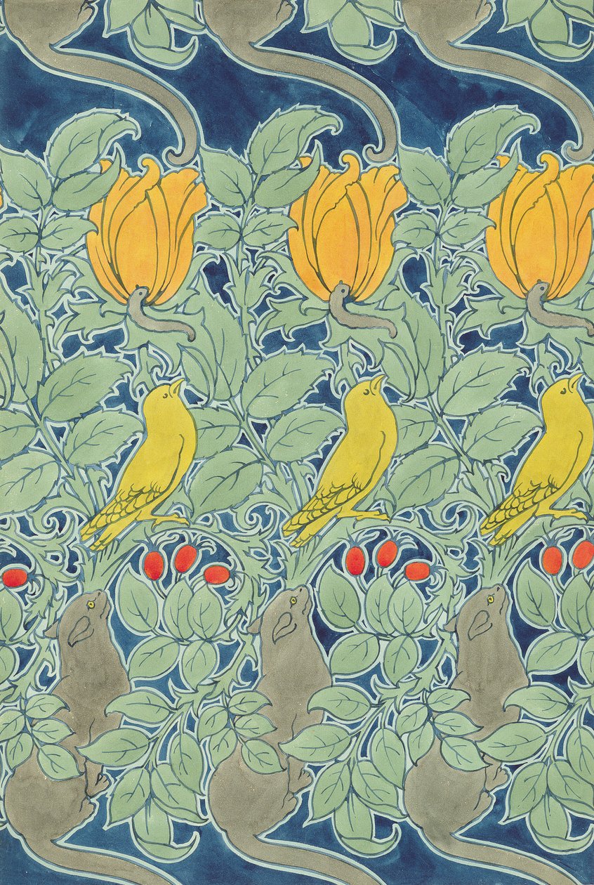 "Let us prey" textil design (wc és ceruza papíron) alkotó: Charles Francis Annesley Voysey