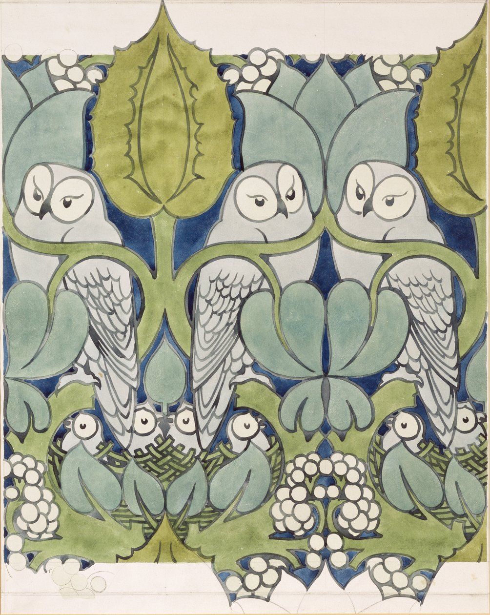 Baglyok, 1913 (wc és ceruza papíron) alkotó: Charles Francis Annesley Voysey