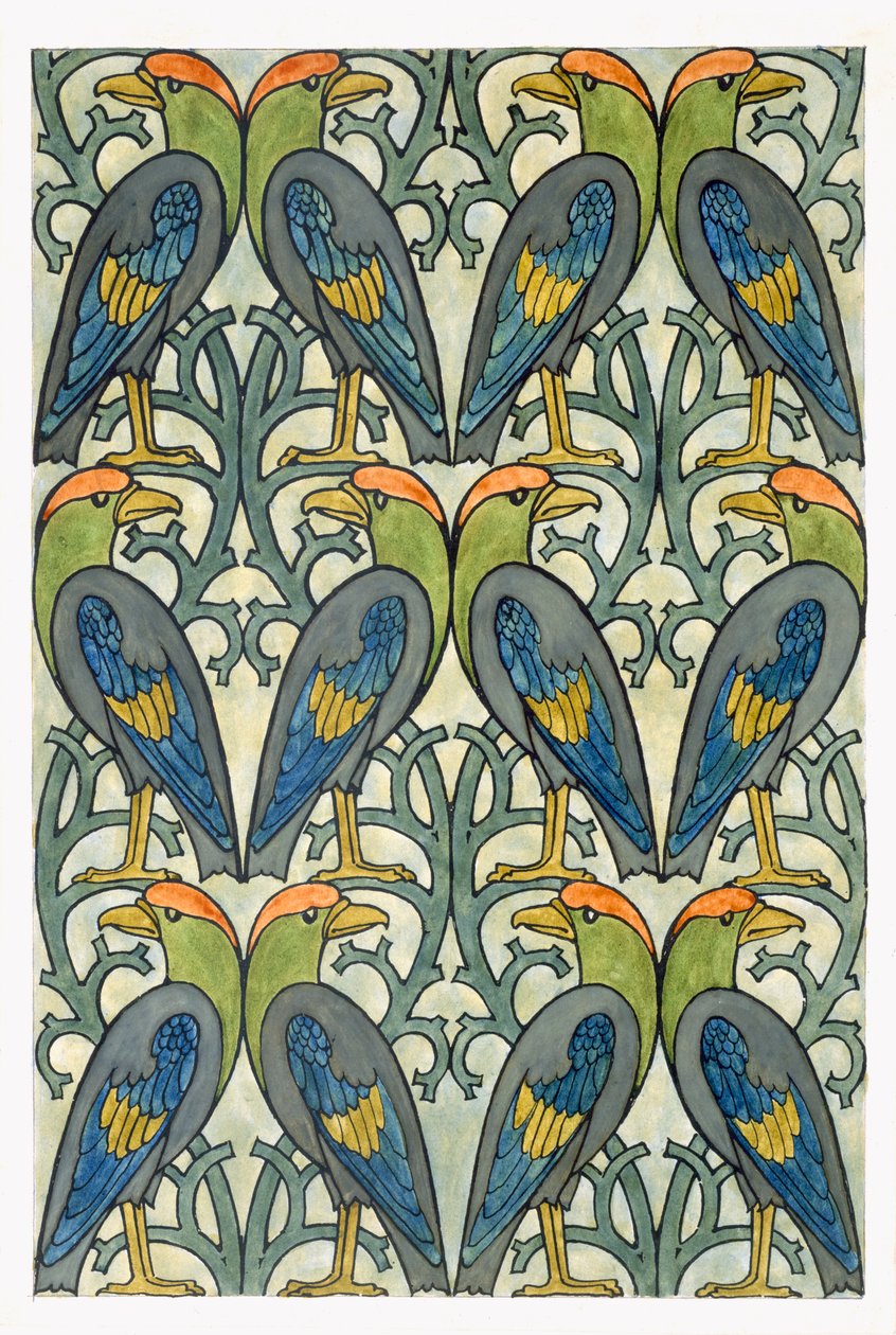 Papagáj design (wc és ceruza papíron) alkotó: Charles Francis Annesley Voysey