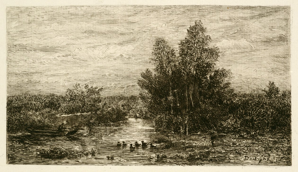 Halász a folyón kacsákkal, 1878 alkotó: Charles Francois Daubigny