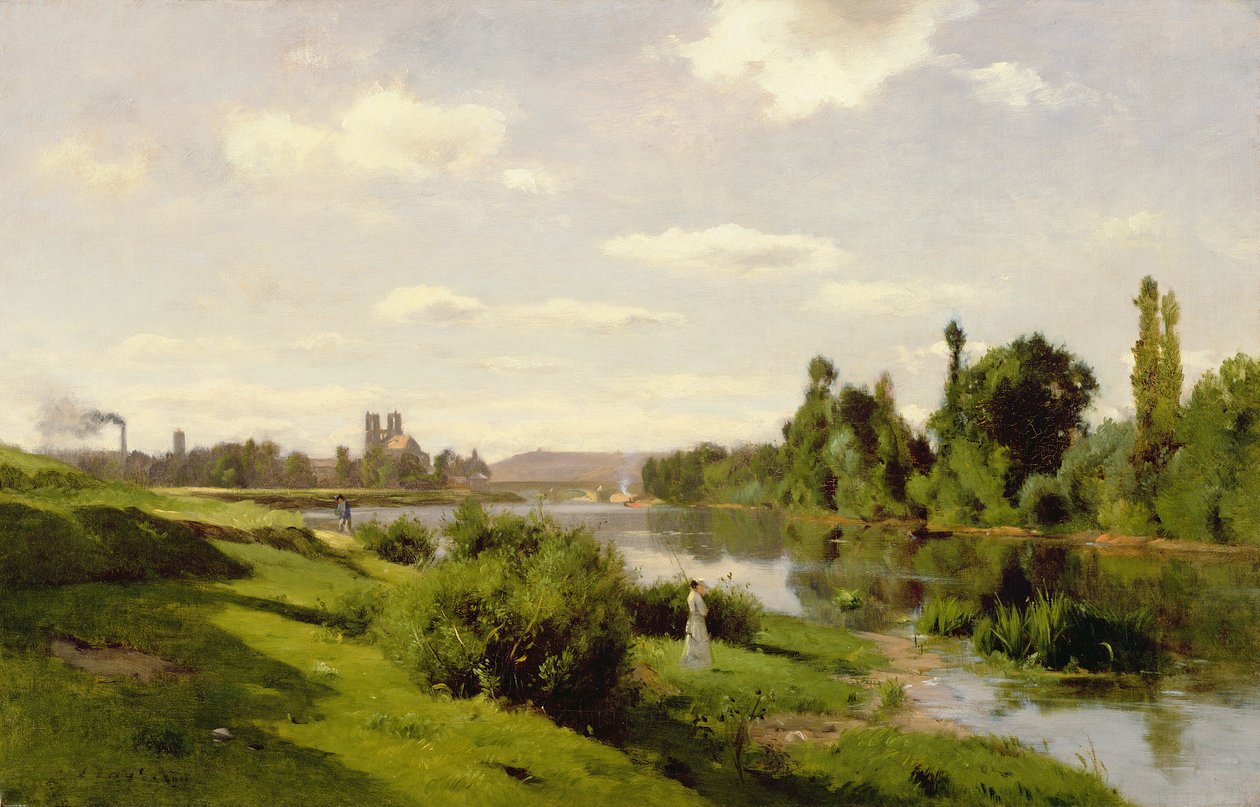 A Szajna Mantesnél, 1856 körül (olaj, viasszal bélelt vászon) alkotó: Charles Francois Daubigny
