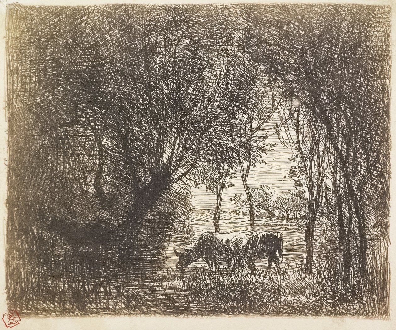 Tehenek az erdőben, 1862 alkotó: Charles Francois Daubigny