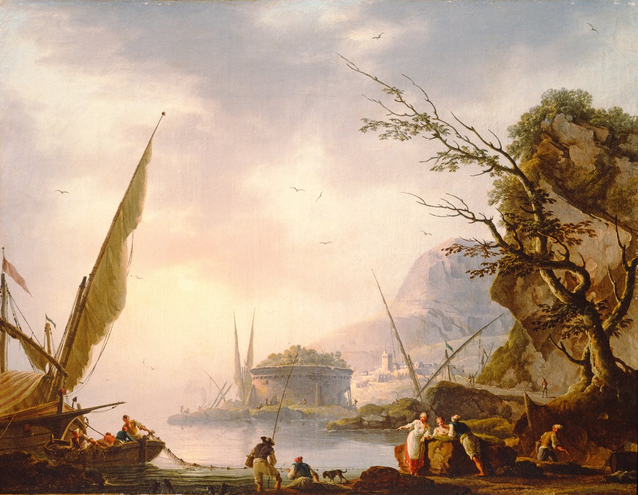 Egy déli tengerparti jelenet, 1753 alkotó: Charles Francois Lacroix de Marseille