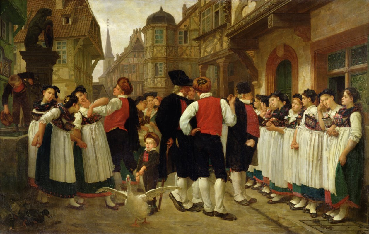 Szolgák vására Bouxwillerben alkotó: Charles Francois Marchal
