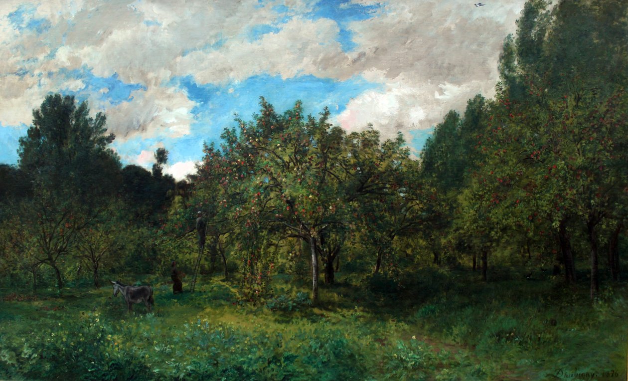Francia gyümölcsös a szüret idején alkotó: Charles Francois Daubigny