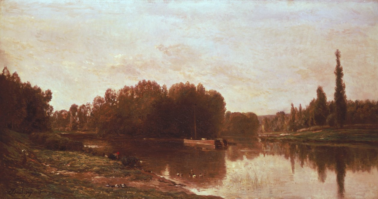 A Szajna és az Oise folyó találkozása alkotó: Charles Francois Daubigny