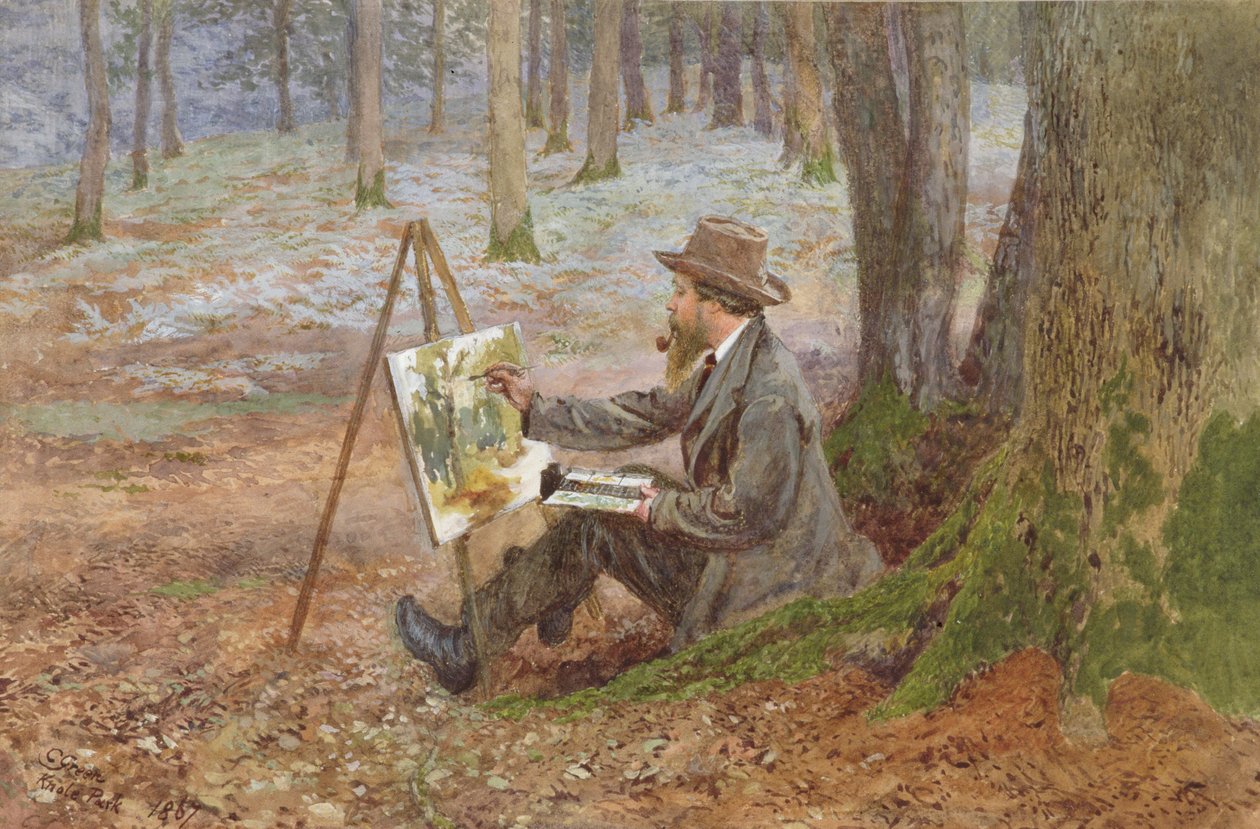 Akvarellfestés az erdőben a Knole Parkban, Sevenoaks közelében, Kentben (wc papíron) alkotó: Charles Green