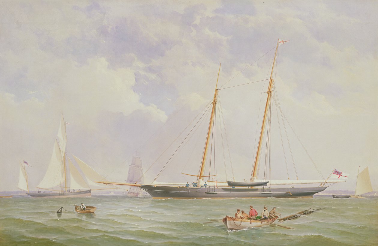Portré a 110 tonnás Royal Yacht Squadron Schoonerről, a Vikingről a Needles-nél, 1863 alkotó: Charles Gregory
