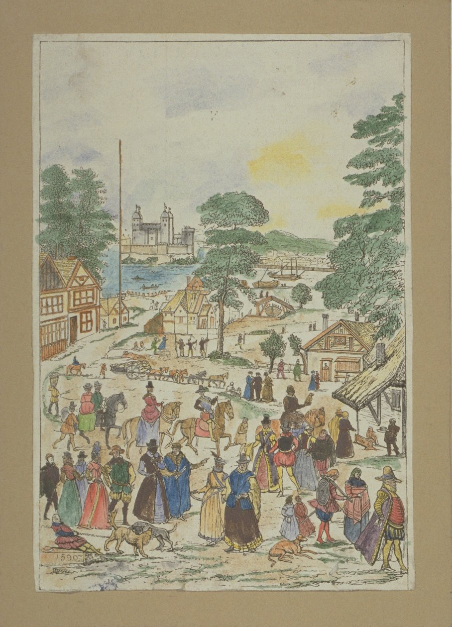 Kilátás egy ünnepségre a Fair Streeten, Southwark, 1850 körül alkotó: Charles Grignion