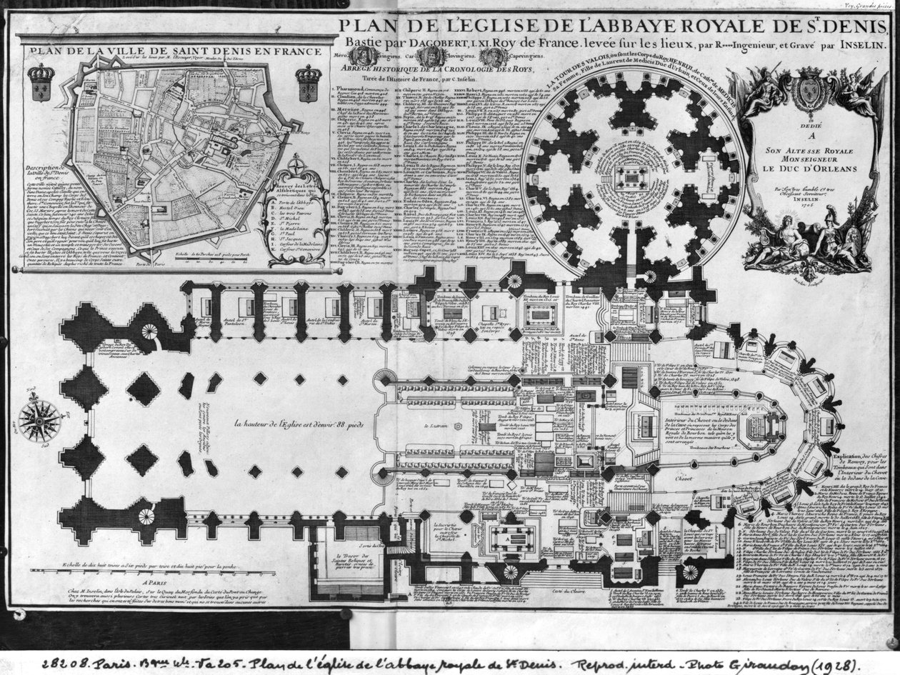 A St. Denis Királyi Apátság templomának terve a Valois-toronnyal, 1705 (lásd még: 414687) alkotó: Charles Inselin
