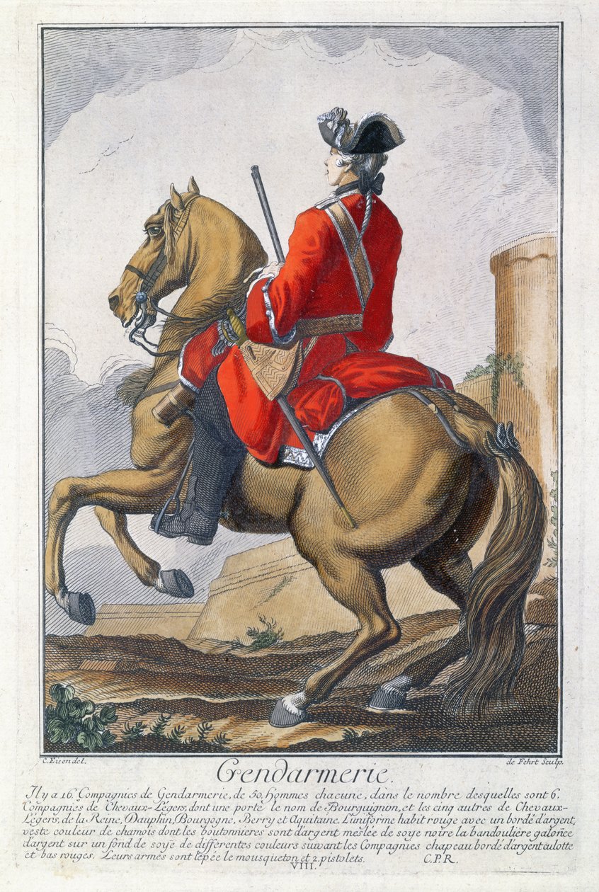 Csendőr lovon (színes metszet) alkotó: Charles Joseph Dominique Eisen