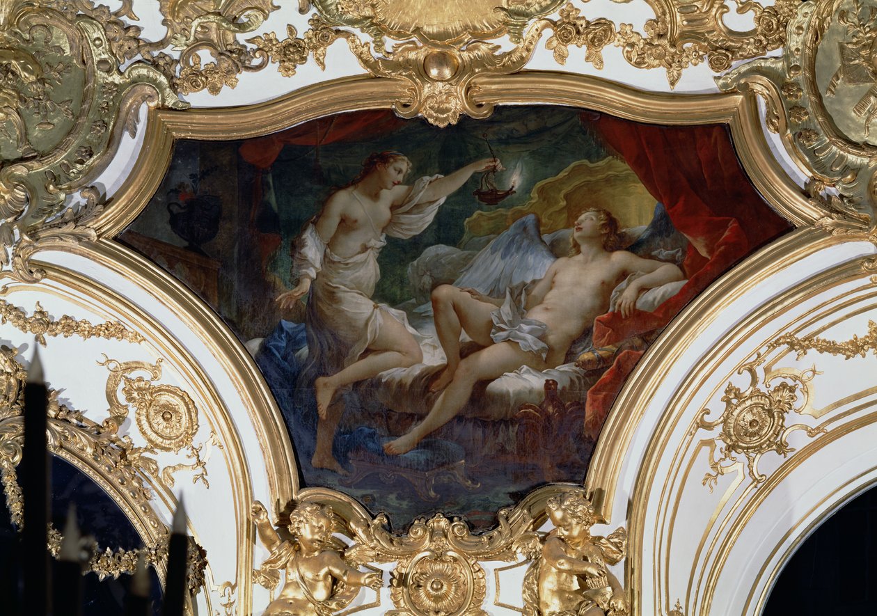 Psyche és Ámor, mennyezeti tábla a Salon de la Princesse-ből alkotó: Charles Joseph Natoire