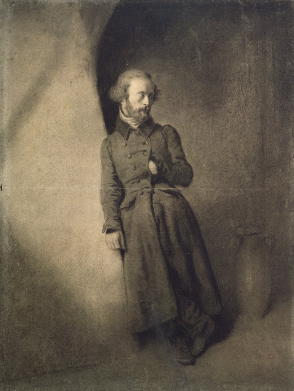 Armand Barbes (1809-70) a börtönben, 1835 (szén papíron) alkotó: Charles Joseph Travies de Villiers