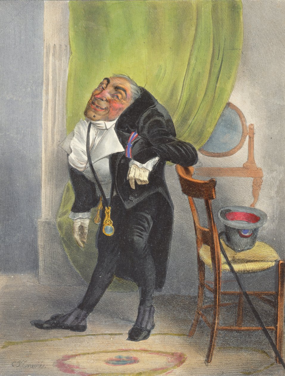 Charles Louis Philippe Henri Dieudonne Mayeux, Párizsban született 7 Fructidor An 2, Lys-szel és Croix de Juillet-vel díszítve, a Caveau Moderne és számos más akadémia tagja alkotó: Charles Joseph Travies de Villiers