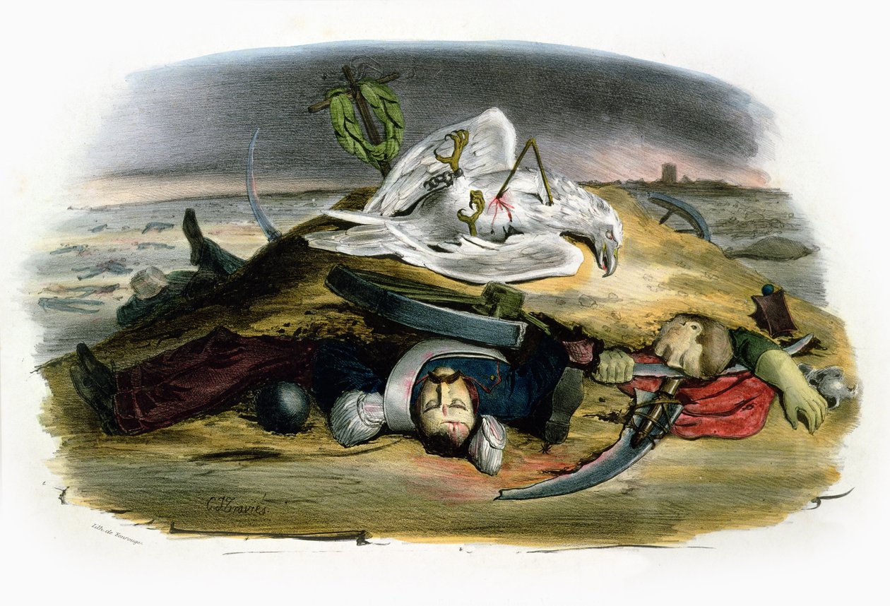 „Varsóban a rend uralkodik!” – szatirikus kritika Sebastiani miniszter megjegyzéseivel kapcsolatban, miután az orosz csapatok megrohanták a lengyel fővárost 1831-ben. alkotó: Charles Joseph Travies de Villiers