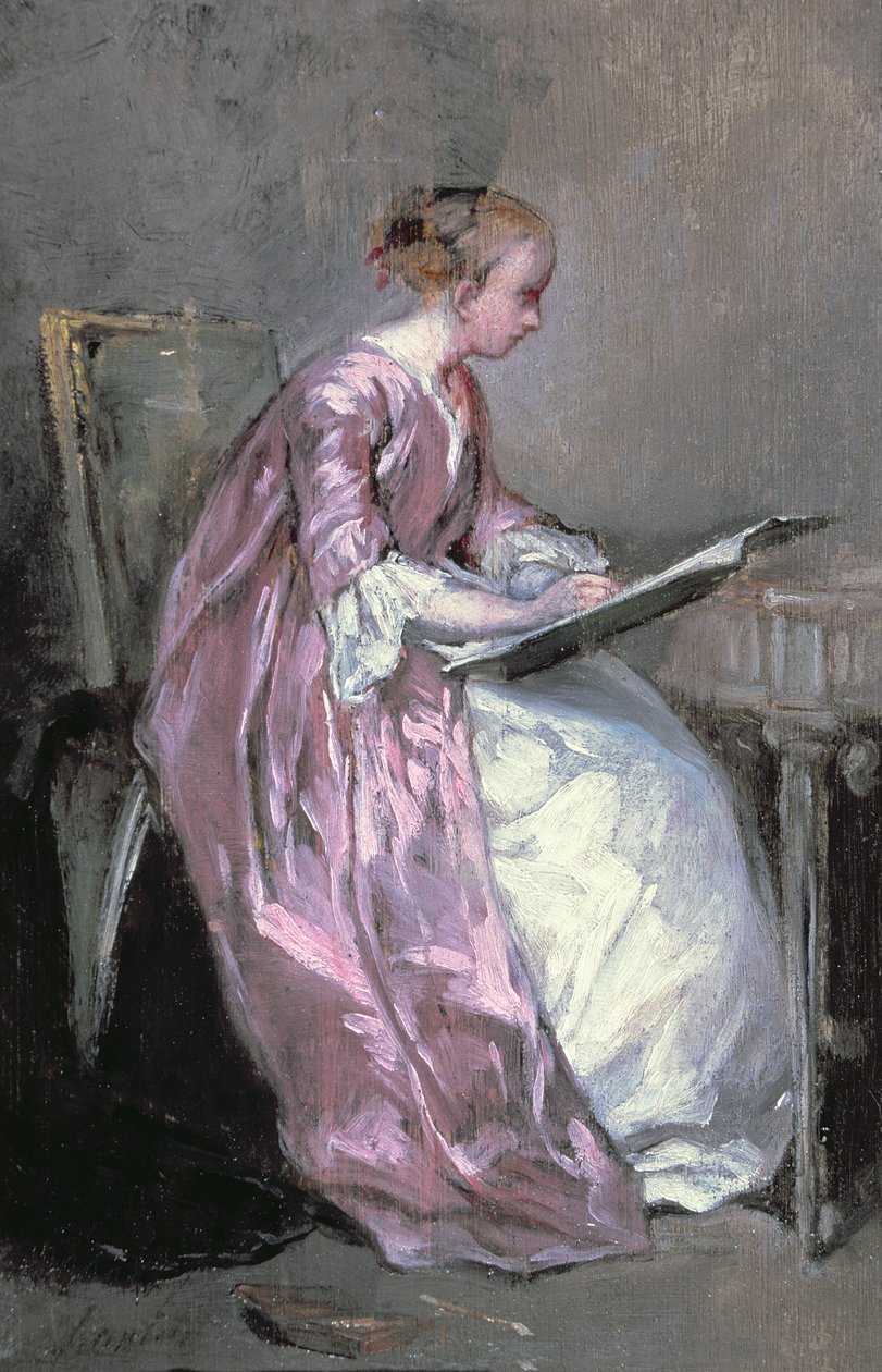 Egy fiatal lány rajzolása alkotó: Charles Joshua Chaplin