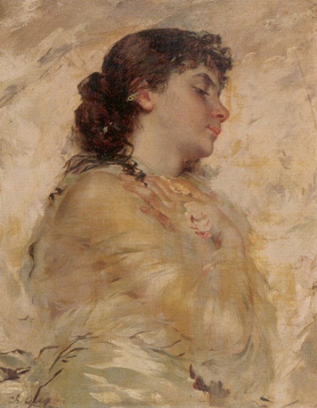 Fiatal nő portréja a profilban alkotó: Charles Joshua Chaplin