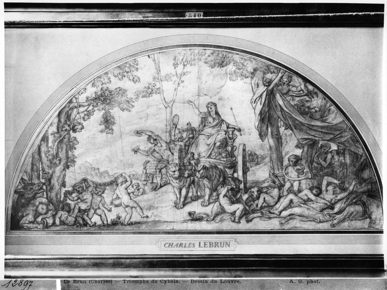 Cybele vagy a Föld újraébredése, 1663 körül (toll, barna tinta és pierre noire bézs színű papíron) alkotó: Charles Le Brun