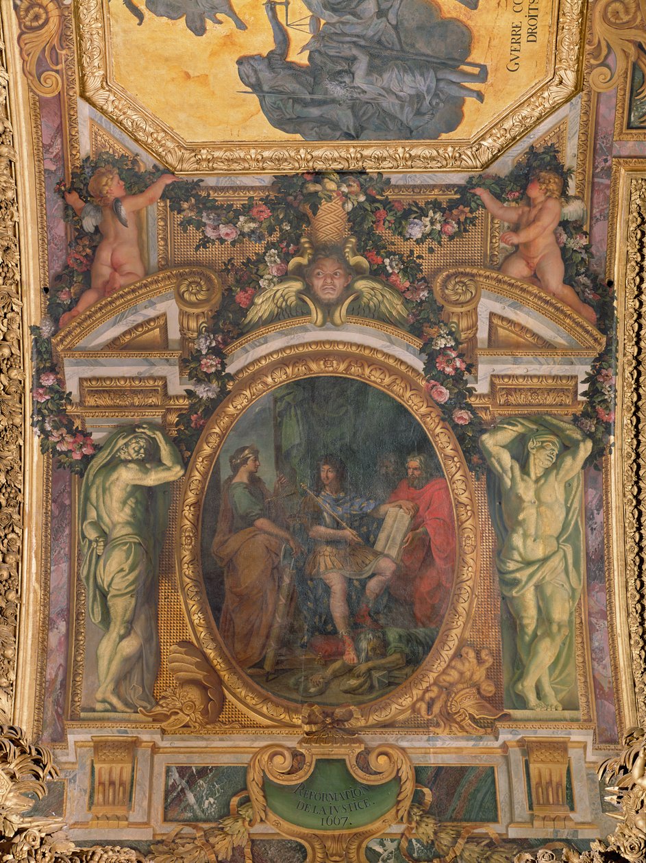 Bírói reformáció 1667-ben, mennyezeti festmény a Galerie des Glaces-ből alkotó: Charles Le Brun