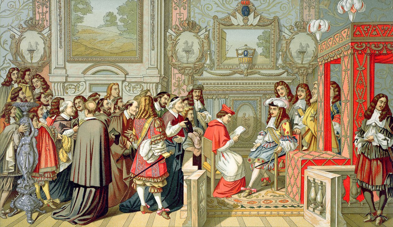 XIV. Lajos (1638-1715) fogadja a pápai legátust Fontainebleau-ban, 1664. július 29. alkotó: Charles Le Brun