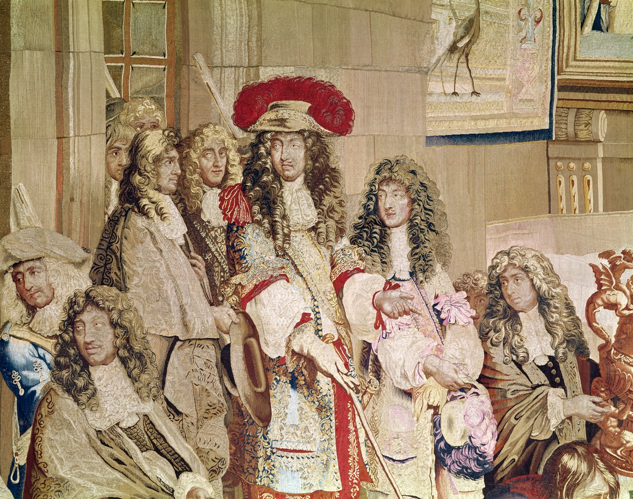 XIV. Lajos 1638-1715 látogatás a Gobelins gyárban, 1667. október 15. 1921-es gobelinrészlet18 alkotó: Charles Le Brun