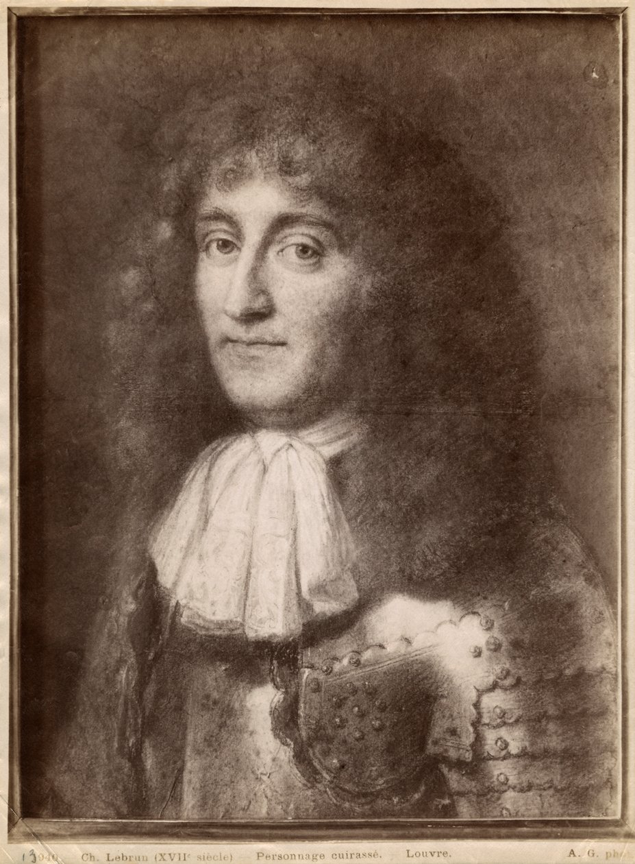 Páncélt viselő férfi portréja (pasztell szürke bézs papíron) alkotó: Charles Le Brun