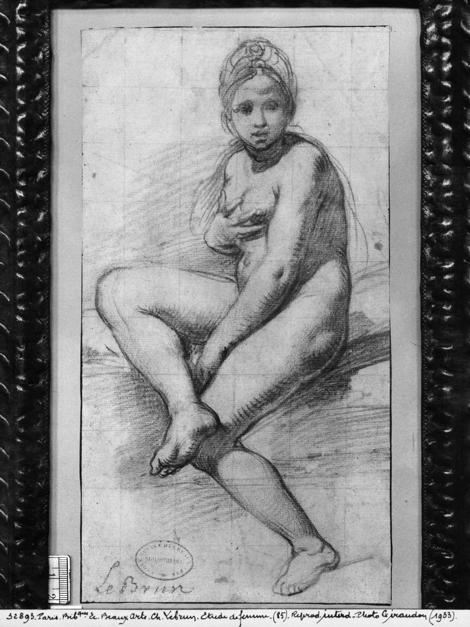 Ülő nő (piros kréta papíron) alkotó: Charles Le Brun