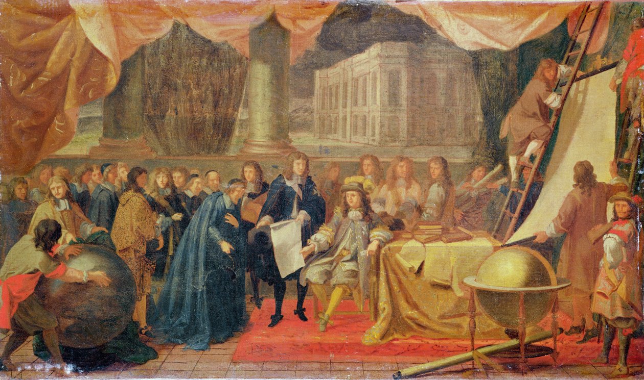 Tanulmány az Academie des Sciences létrehozásáról 1666-ban és az Obszervatórium alapításáról 1667-ben alkotó: Charles Le Brun