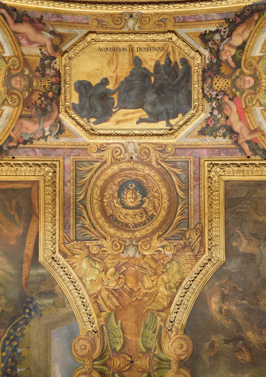 Dunkerque megszerzése 1662-ben, mennyezetfestmény a Galerie des Glaces-ből alkotó: Charles Le Brun