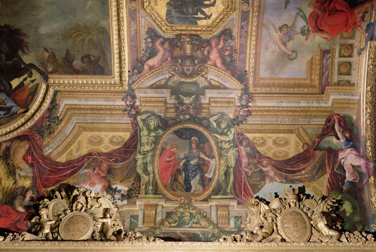 Az 1664-es korzikai támadások engesztelése, Mennyezeti festmény a Galerie des Glaces-ből alkotó: Charles Le Brun