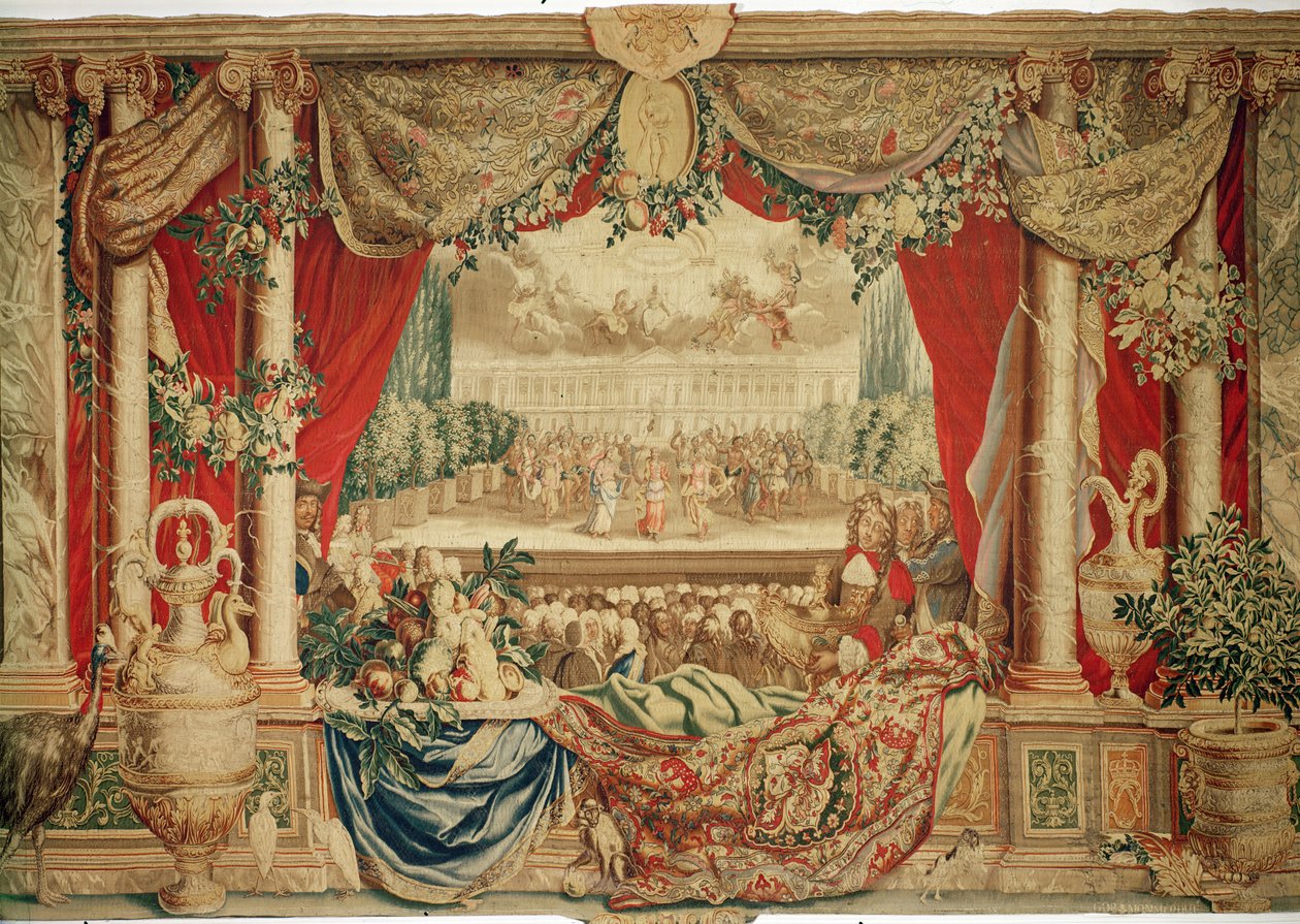 Január hónap A Louvre a „Hónapok vagy királyi rezidenciák” című gobelinsorozatból, a Gobelins Workshopban készült XIV. Lajos számára (szőttes) alkotó: Charles Le Brun