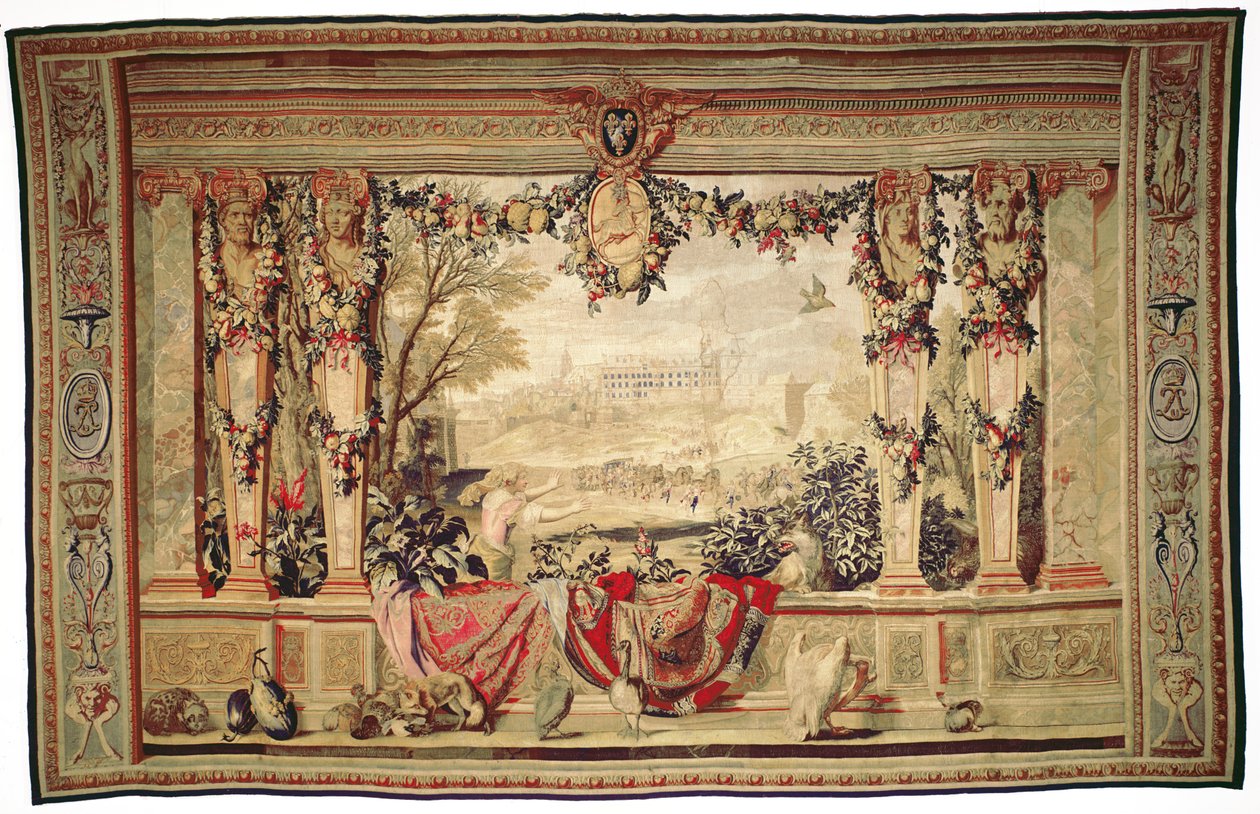 A november hónap Chateau of Blois, a „The Months or Royal Residences” gobelinsorozatból, a Gobelins Workshop XIV. Lajos számára készült (szőttes) alkotó: Charles Le Brun