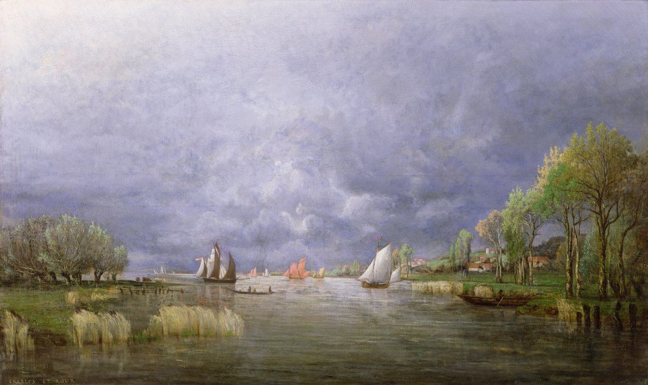 A Loire partjai tavasszal, Viharhatás, 1857 alkotó: Charles Leroux
